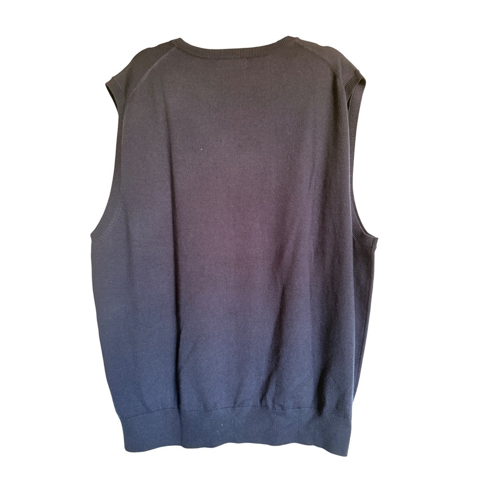 Preppy Classic Kallspin Navy Blue Cashmere Wool V-Neck Sweater Vest XXL Pullover - Picture 3 of 9